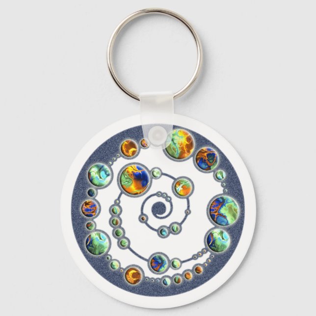 Planets crop circle formation + your backgr. color keychain (Front)