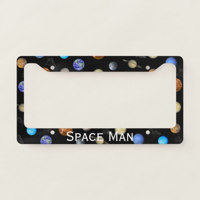 Planets in Space Custom License Plate Frame (Front)