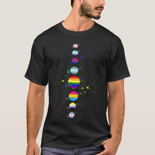 Planets LGBT Gay Pride Genderfluid Bisexual Homose T_Shirt