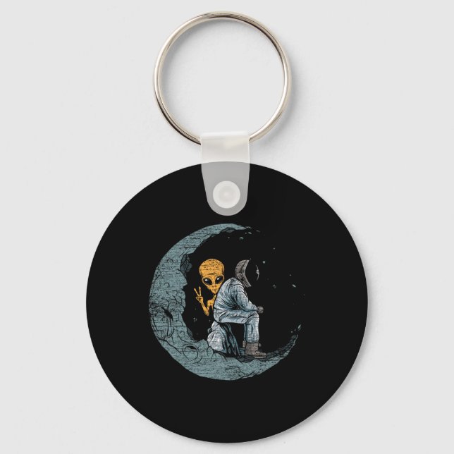 Planets Moon Spaceship Astronaut  Keychain (Front)