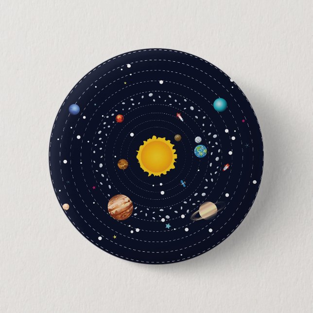 Planets of Solar System Pinback Button (Front)
