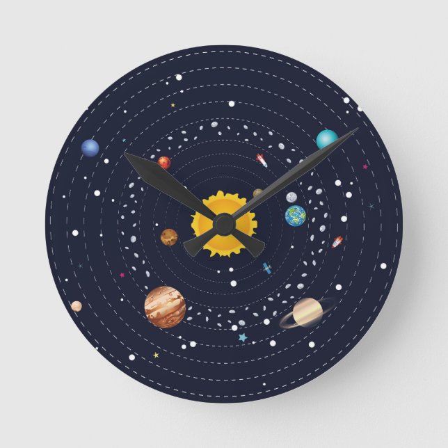 Planets of Solar System Round Clock (Front)