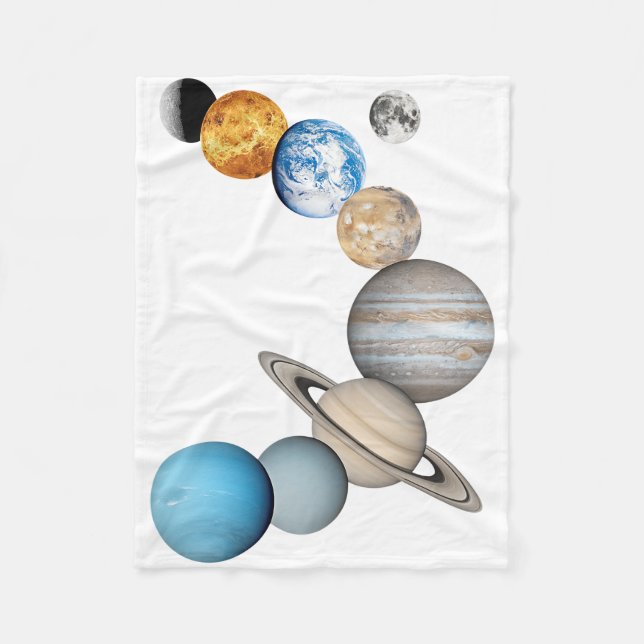 Planets of the solar system (Color Changeable) Fleece Blanket (Front)