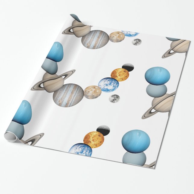 Planets of the solar system (Color Changeable) Wrapping Paper (Unrolled)