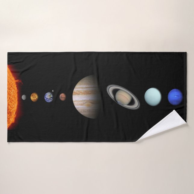 PLANETS OF THE SOLAR SYSTEM Custom Bath Towel (Bath Towel)