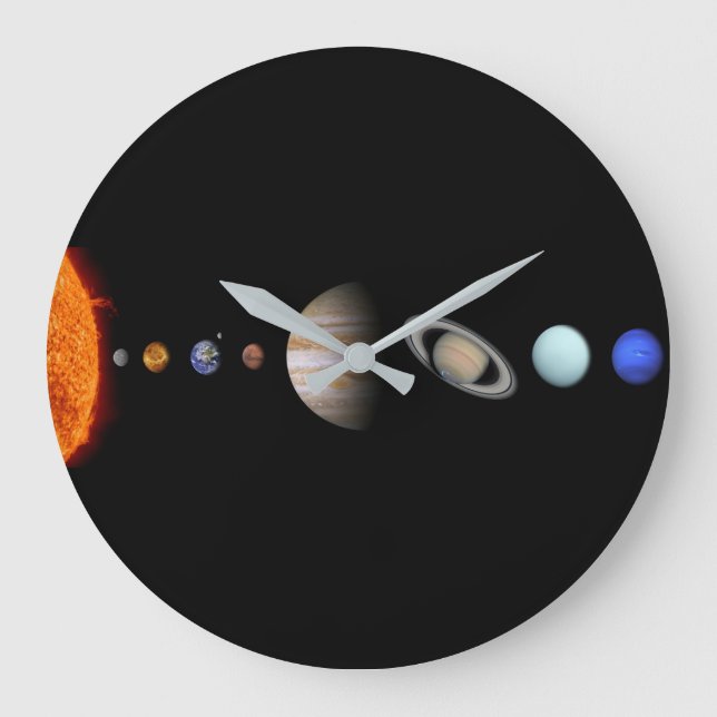 PLANETS OF THE SOLAR SYSTEM Custom Clock - Large (Front)