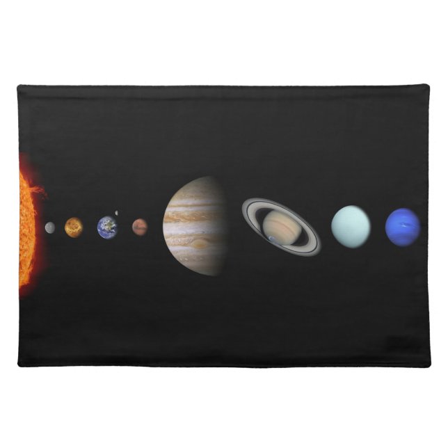 PLANETS OF THE SOLAR SYSTEM Custom Cotton Placemat (Front)