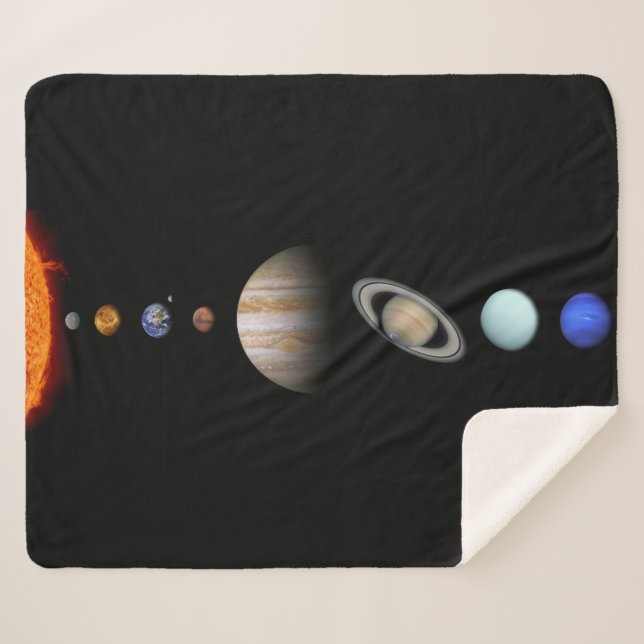 PLANETS OF THE SOLAR SYSTEM Custom Sherpa Blanket (Front (Horizontal))