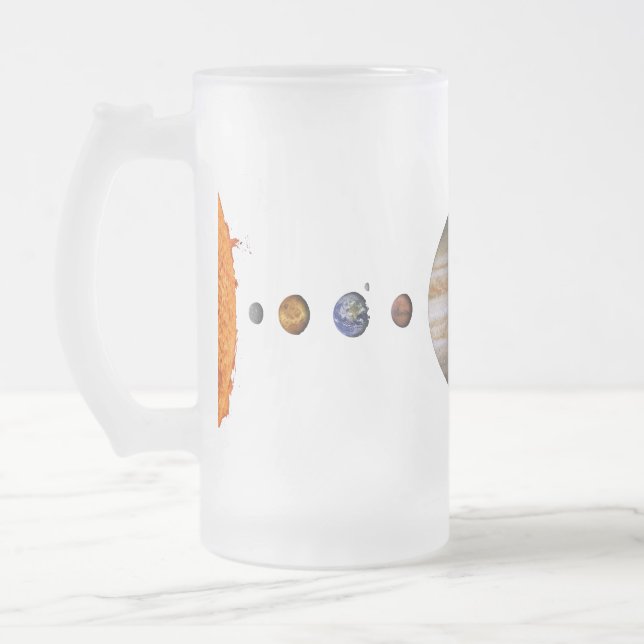 PLANETS OF THE SOLAR SYSTEM Frosted Glass Mug (Left)