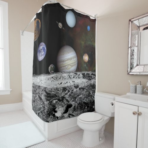 Planets of the solar system shower curtain