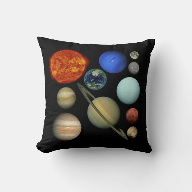 Planets of the Solar System Throw Pillow (Front)
