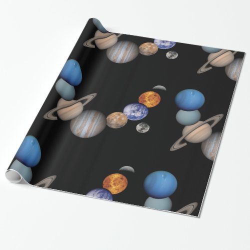 Planets of the solar system wrapping paper