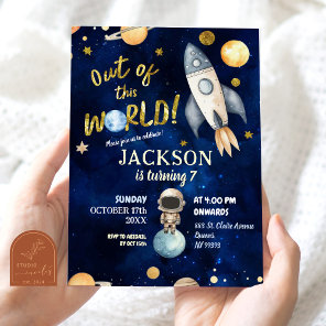 Planets Out Of This World Galaxy Space birthday Invitation