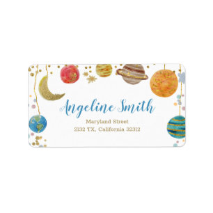 Planets Outer Space Baby Shower Address Label