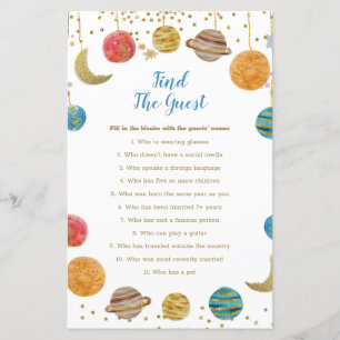 Planets Outer Space Baby Shower Find the Guest