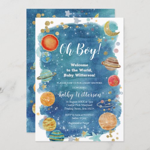 Planets Outer Space Baby Shower Invitation