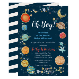 Planets Outer Space Baby Shower Invitation