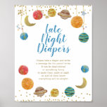 Planets Outer Space Baby Shower Late Night Diapers Poster at Zazzle