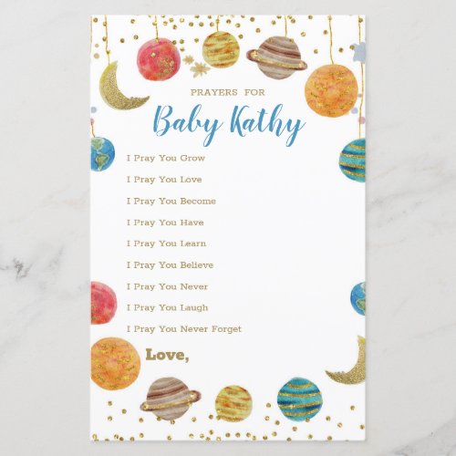 Planets Outer Space Baby Shower Prayers for Baby