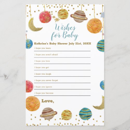 Planets Outer Space Baby Shower Wishes for baby