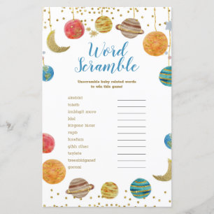 Planets Outer Space Baby Shower Word Scramble
