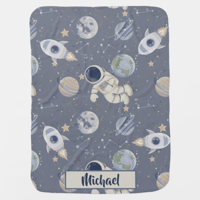 Planets Outer Space Galaxy Baby Blanket (Front)