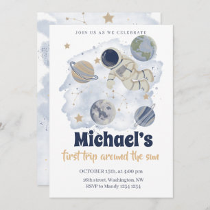 Planets Outer Space Galaxy Birthday Invitation