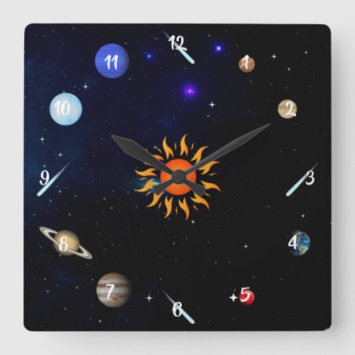 PlanetsOuter Space Square Wall Clock