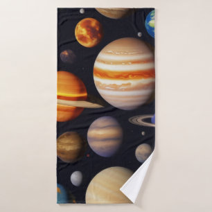 Planets Pattern Bath Towel