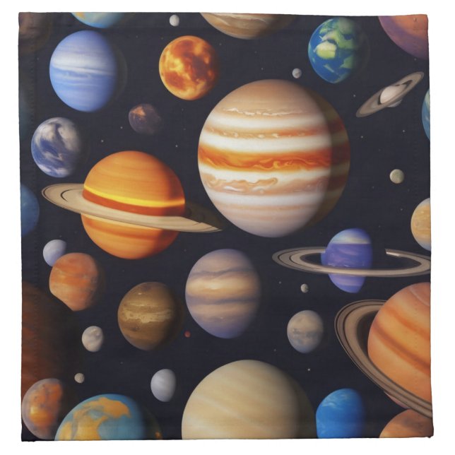 Planets Pattern Cloth Napkin (Front)