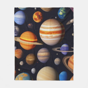 Planets Pattern Fleece Blanket