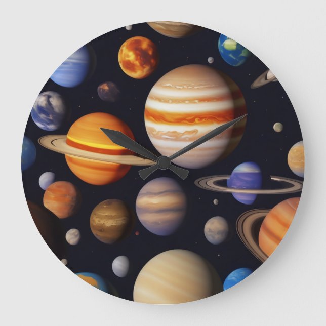 Planets Pattern Large Clock (Front)