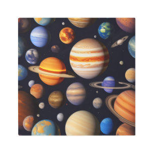 Planets Pattern Metal Print