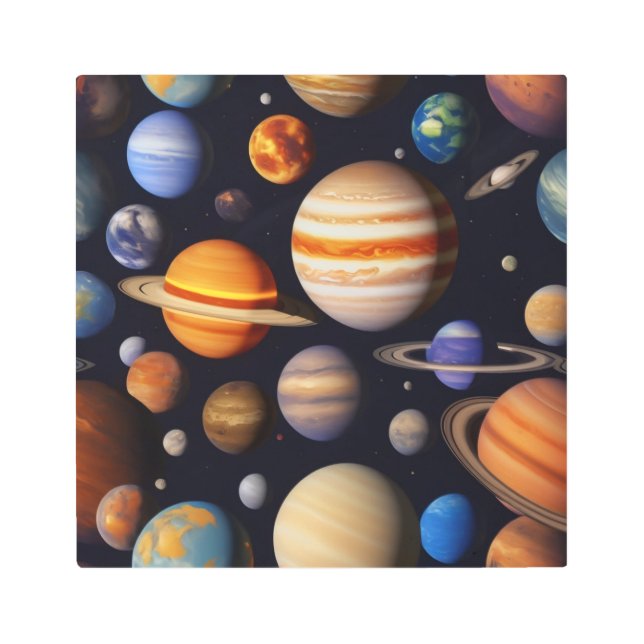 Planets Pattern Metal Print (Front)