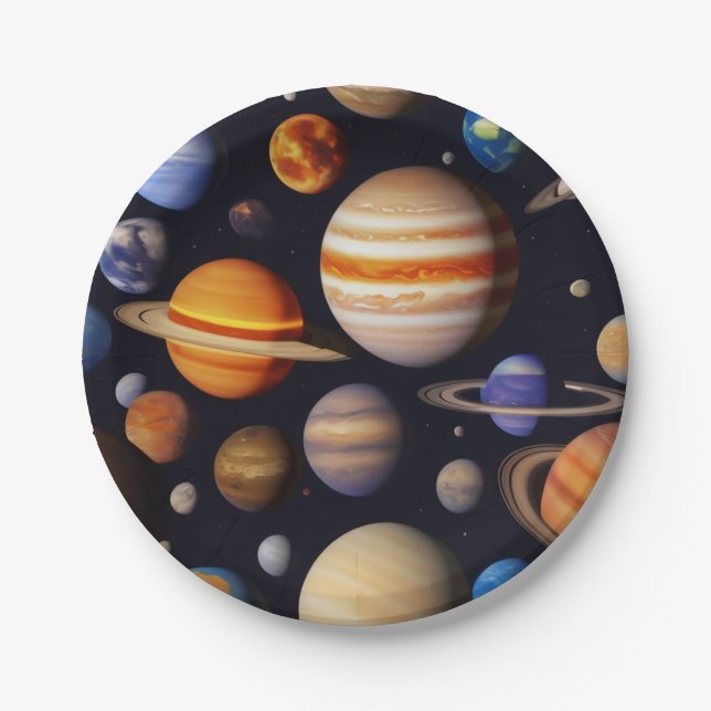 Planets Pattern Paper Plates (Front)
