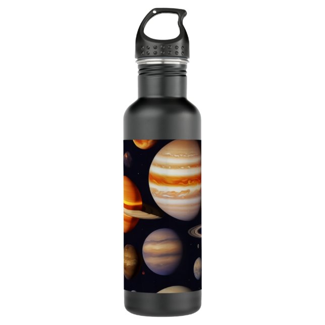 Planets Pattern Stainless Steel Water Bottle (Front)