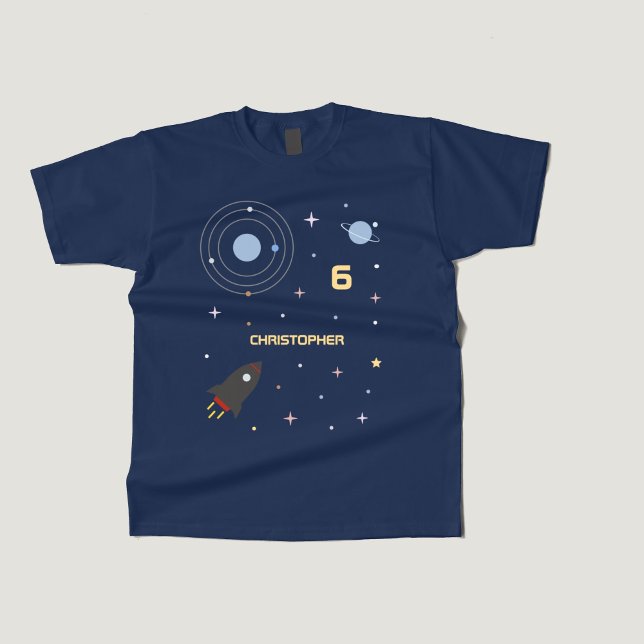 Planets & Rocket, Outer Space Kid T-Shirt (Planets & Rocket, Outer Space Kid T-Shirt)