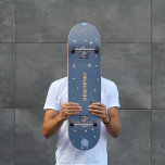 Planets & Rocket, Outer Space Skateboard<br><div class="desc">A space themed Skateboard with planets,  stars and a space shuttle in cartoon style on a blue background and a customizable name. Nice gift idea for a kid (or not) who love space adventures!</div>