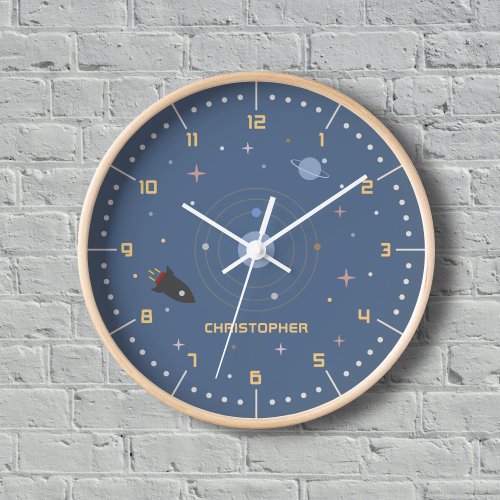 Planets  Rocket Outer Space Wall Clock