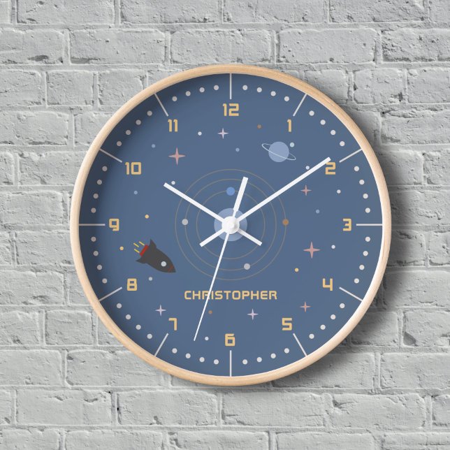 Planets & Rocket, Outer Space Wall Clock (Planets & Rocket, Outer Space Wall Clock)