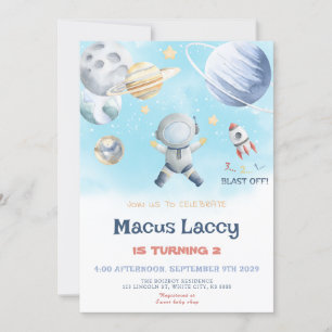 Planets Rocket Ship - Outer Space Birthday Invitation