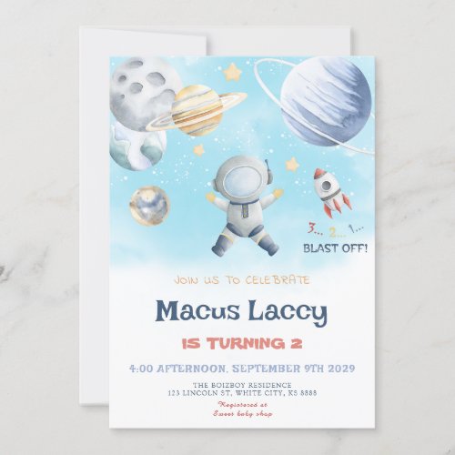 Planets Rocket Ship _ Outer Space Birthday Invitation