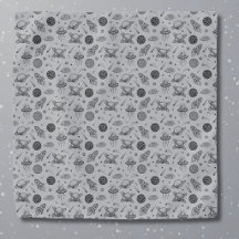Planets rockets grey doodle space pocket square