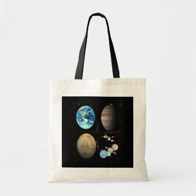 Planets solar system collage tote bag (Front)