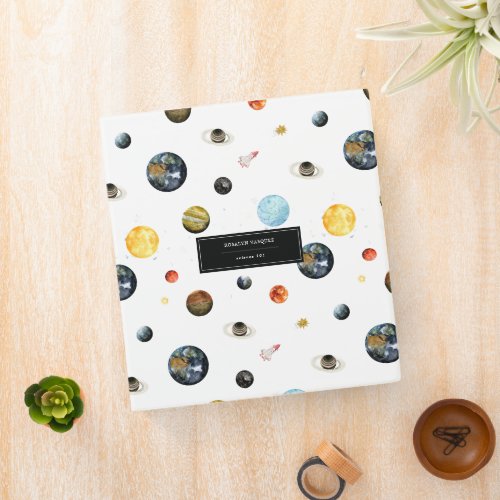 Planets Solar System Personalized 3 Ring Binder