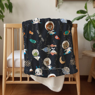 Planets Solar System Personalized Baby Sherpa Blanket