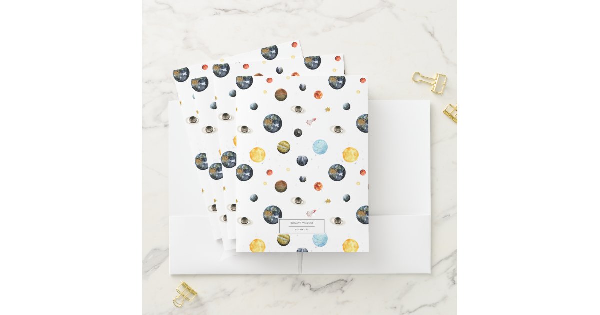 Planets Solar System Personalized Pocket Folder | Zazzle