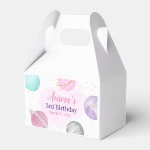 Planets Space Pink Birthday Favor Box Gable Box