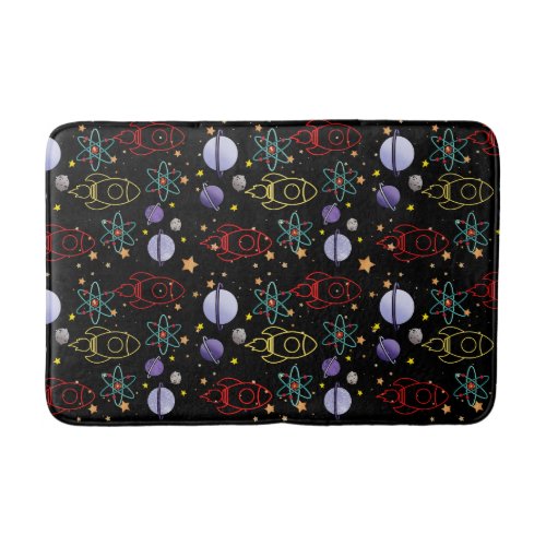 Planets Stars and Rocket Ships Bath Mat