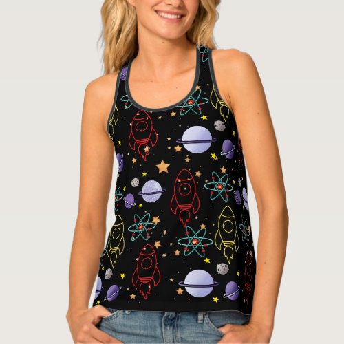 Planets Stars and Rocket Ships Tank Top